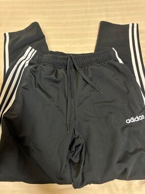 adidas Black Jogger Pants with White Side Stripes